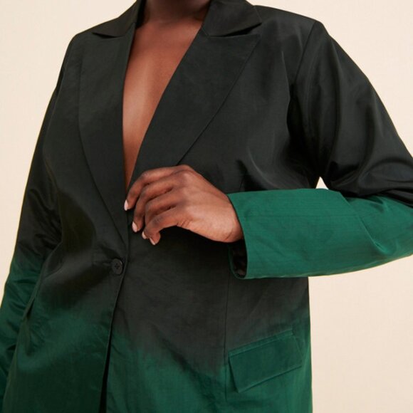 Anthropologie Nirmooha 1X Emerald Ombre Oversized Blazer Nuuly - Picture 1 of 13